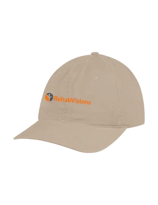 Garment Washed Unstructured Twill Tan Cap w/RehabVisions POST Logo