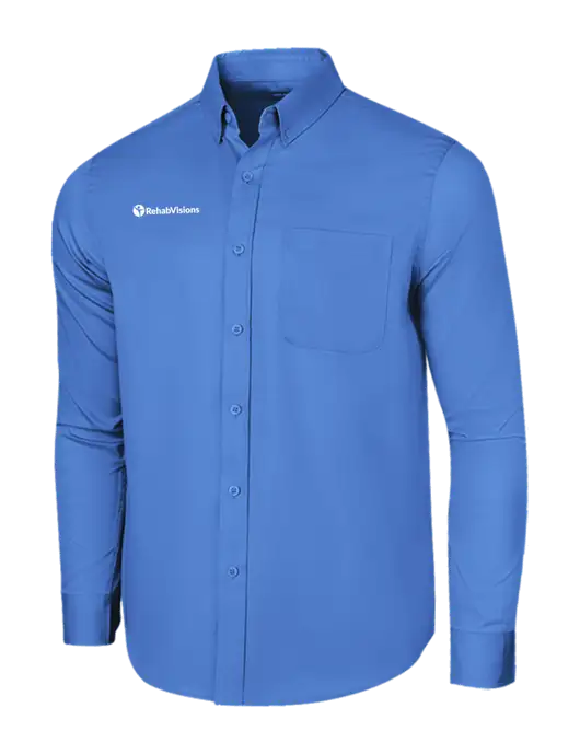 Long Sleeve Dark Carolina Blue Superpro React Twill Shirt w/RehabVisions POST Logo