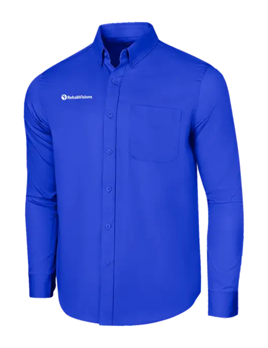 Long Sleeve Dark Royal Superpro React Twill Shirt w/RehabVisions POST Logo
