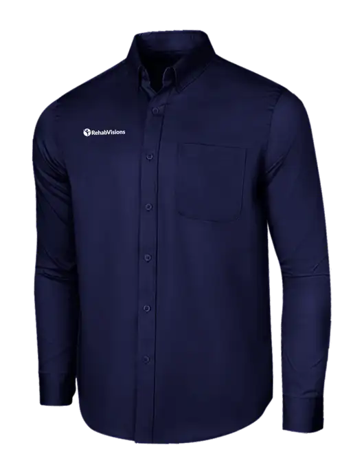 Long Sleeve Navy Superpro React Twill Shirt w/RehabVisions POST Logo