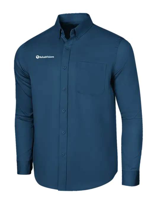 Long Sleeve Light Navy Superpro React Twill Shirt w/RehabVisions POST Logo