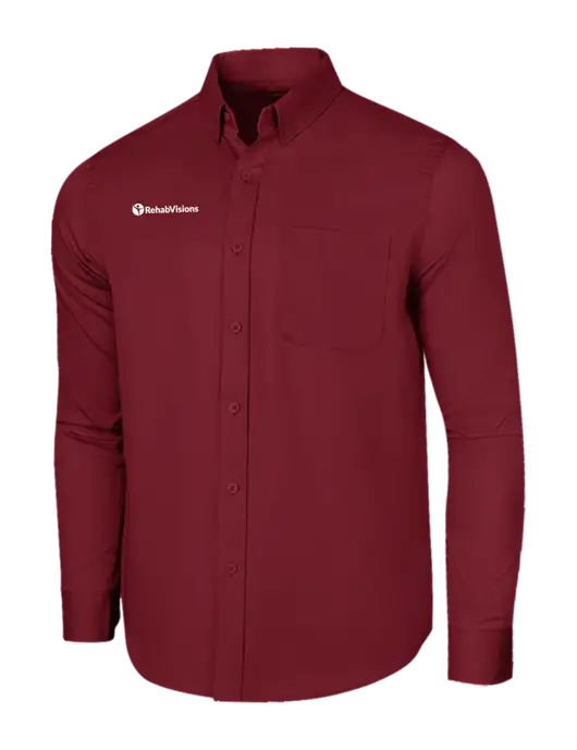 Long Sleeve Maroon Superpro React Twill Shirt w/RehabVisions POST Logo