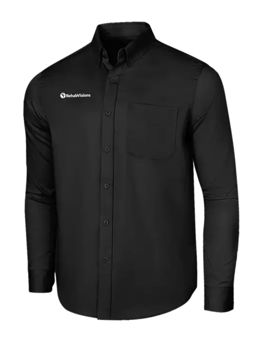 Long Sleeve Deep Black Superpro React Twill Shirt w/RehabVisions POST Logo