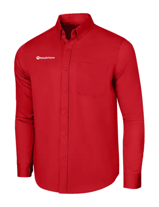 Long Sleeve Red Superpro React Twill Shirt w/RehabVisions POST Logo