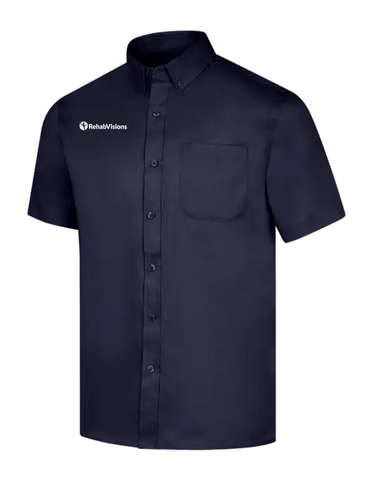 Short Sleeve Navy Superpro React Twill Shirt w/RehabVisions POST Logo