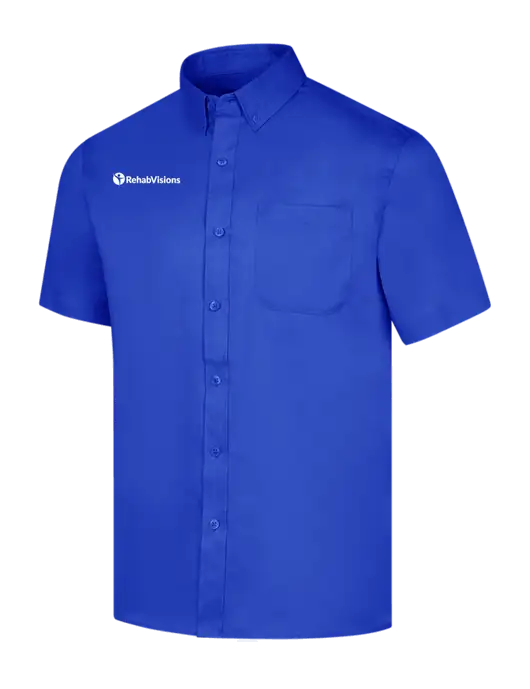 Short Sleeve Dark Royal Superpro React Twill Shirt w/RehabVisions POST Logo