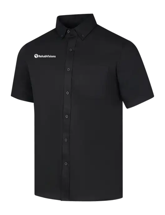 Short Sleeve Deep Black Superpro React Twill Shirt w/RehabVisions POST Logo