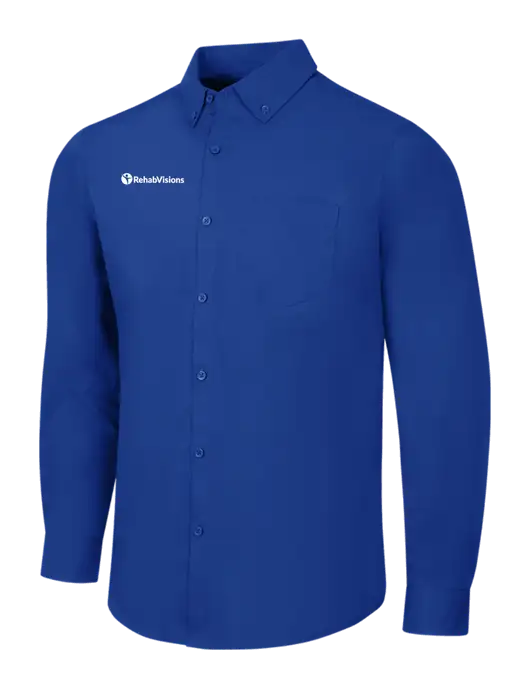 Dark Royal Long Sleeve Carefree Poplin Shirt w/RehabVisions POST Logo