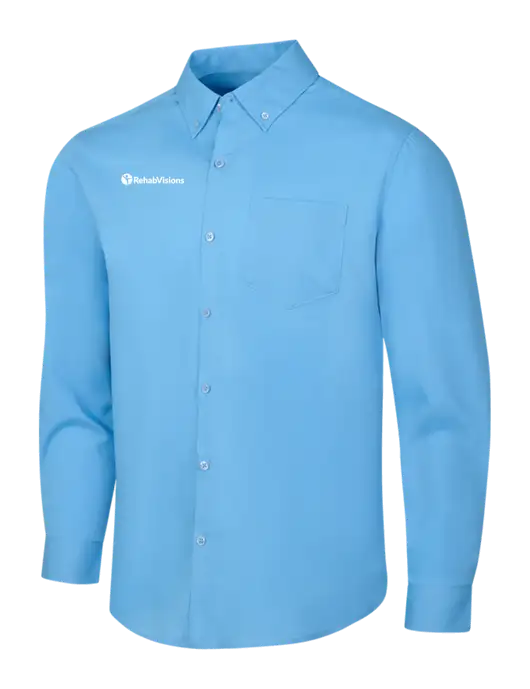 Carolina Blue Long Sleeve Carefree Poplin Shirt w/RehabVisions POST Logo