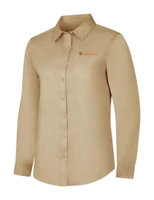 Dark Tan Womens Long Sleeve Superpro React Twill Shirt w/RehabVisions POST Logo