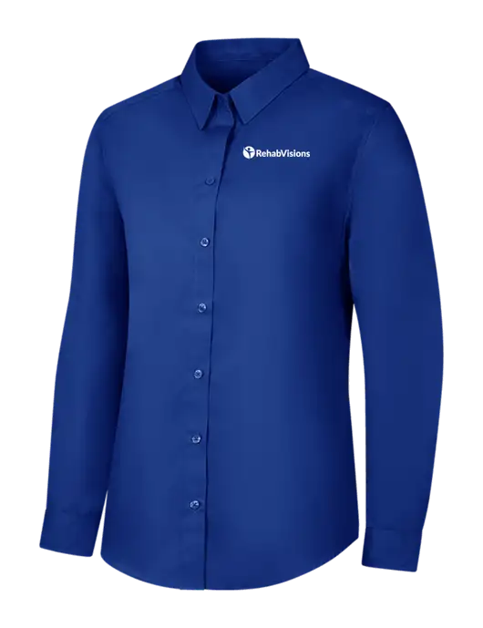 Womens Royal Long Sleeve Carefree Poplin Shirt w/RehabVisions POST Logo