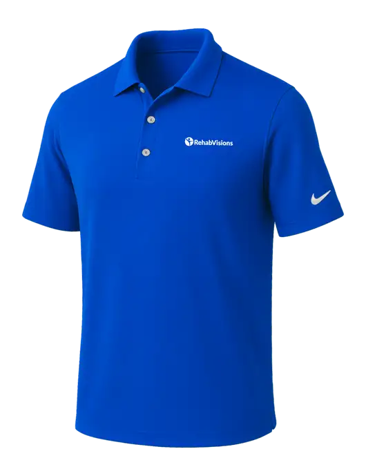 NIKE Royal Dri-Fit Micro Pique Polo w/RehabVisions POST Logo