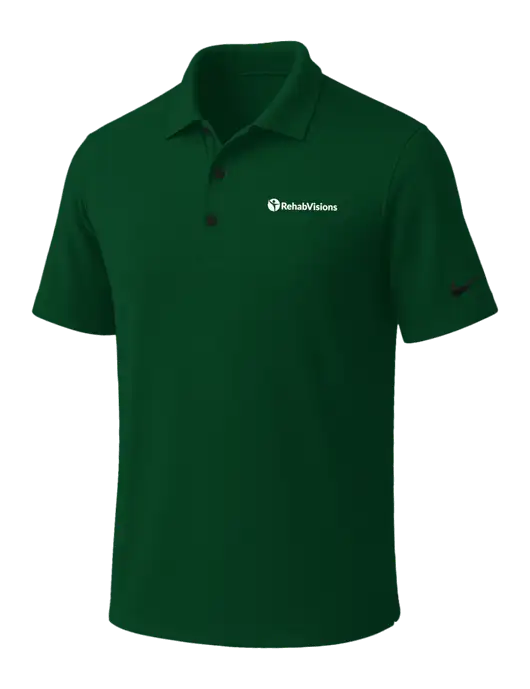 NIKE Dark Green Dri-Fit Micro Pique Polo w/RehabVisions POST Logo