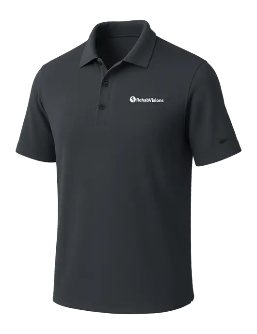 NIKE Dark Grey Dri-Fit Micro Pique Polo w/RehabVisions POST Logo