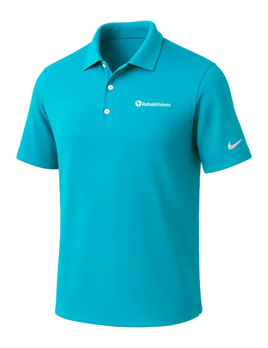 NIKE Sapphire Blue Dri-Fit Micro Pique Polo w/RehabVisions POST Logo