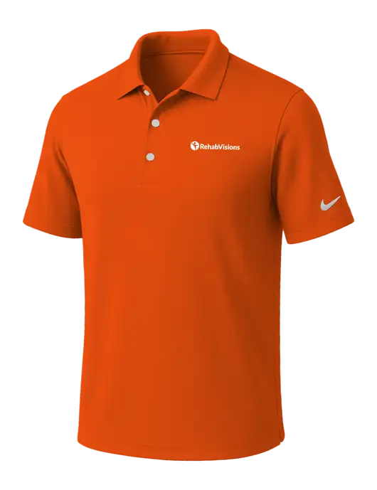 NIKE Orange Dri-Fit Micro Pique Polo w/RehabVisions POST Logo