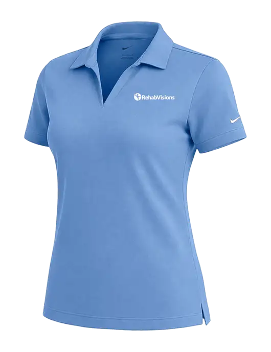NIKE Carolina Blue Womens Dri-Fit Micro Pique Polo w/RehabVisions POST Logo
