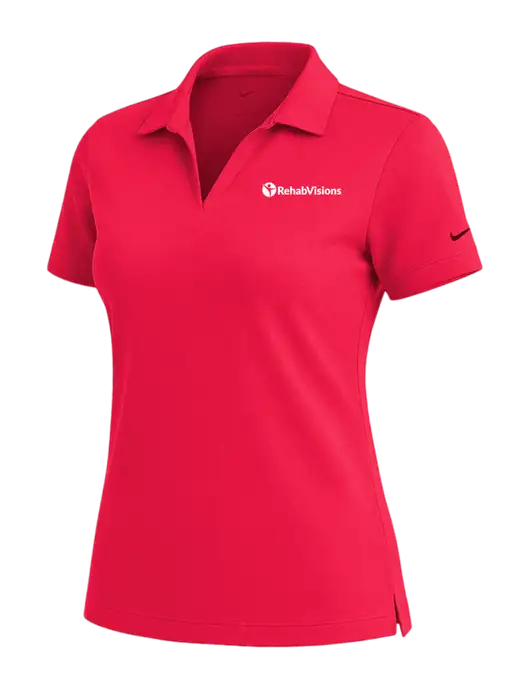 NIKE Red Womens Dri-Fit Micro Pique Polo w/RehabVisions POST Logo