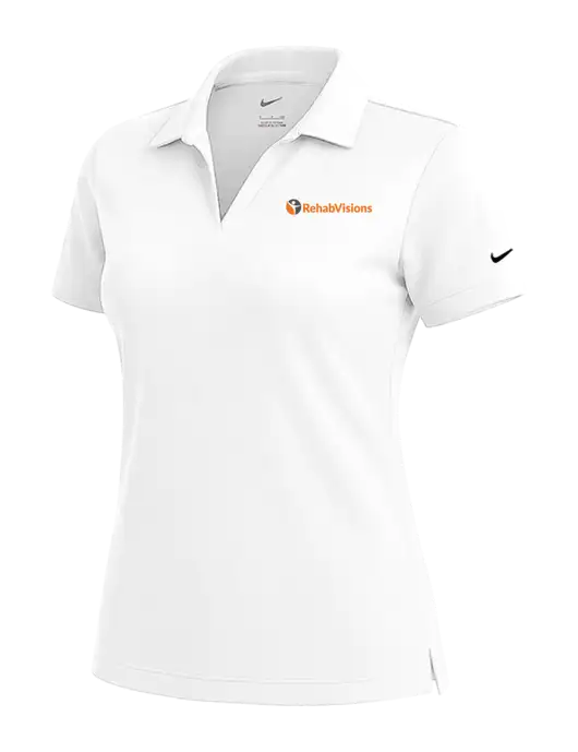 NIKE White Womens Dri-Fit Micro Pique Polo w/RehabVisions POST Logo