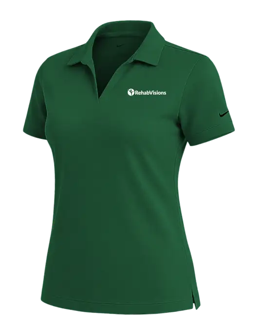 NIKE Dark Green Womens Dri-Fit Micro Pique Polo w/RehabVisions POST Logo