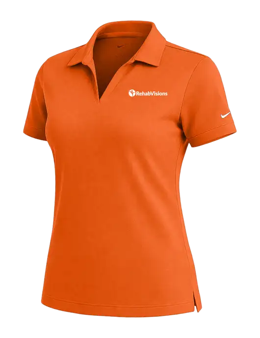 NIKE Orange Womens Dri-Fit Micro Pique Polo w/RehabVisions POST Logo