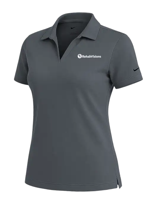 NIKE Dark Grey Womens Dri-Fit Micro Pique Polo w/RehabVisions POST Logo