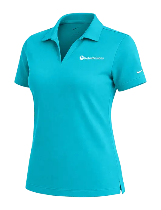 NIKE Sapphire Blue Womens Dri-Fit Micro Pique Polo w/RehabVisions POST Logo