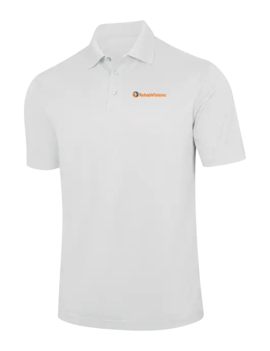 White Performance Fine Jacquard Polo w/RehabVisions POST Logo
