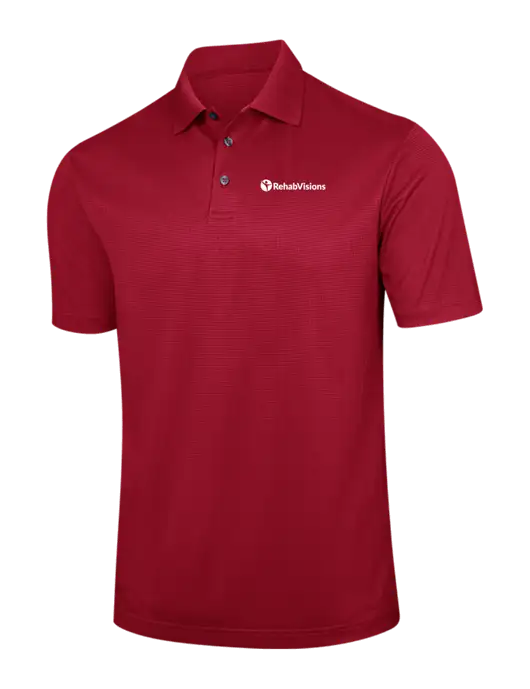 Red Performance Fine Jacquard Polo w/RehabVisions POST Logo