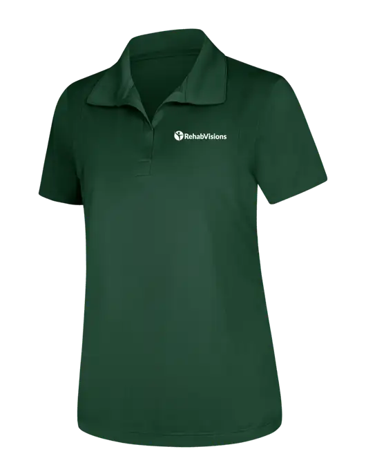 Womens Dark Green Micropique Sport-Wick Polo w/RehabVisions POST Logo