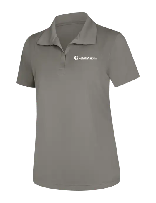 Womens Medium Grey Micropique Sport-Wick Polo w/RehabVisions POST Logo