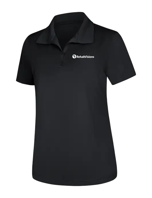 Womens Black Micropique Sport-Wick Polo w/RehabVisions POST Logo