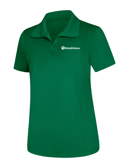 Womens Kelly Green Micropique Sport-Wick Polo w/RehabVisions POST Logo