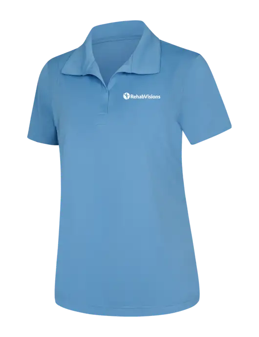Womens Carolina Blue Micropique Sport-Wick Polo w/RehabVisions POST Logo