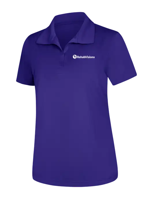 Womens Purple Micropique Sport-Wick Polo w/RehabVisions POST Logo