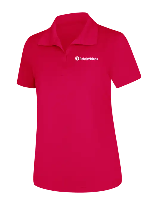 Womens Pink Raspberry Micropique Sport-Wick Polo w/RehabVisions POST Logo
