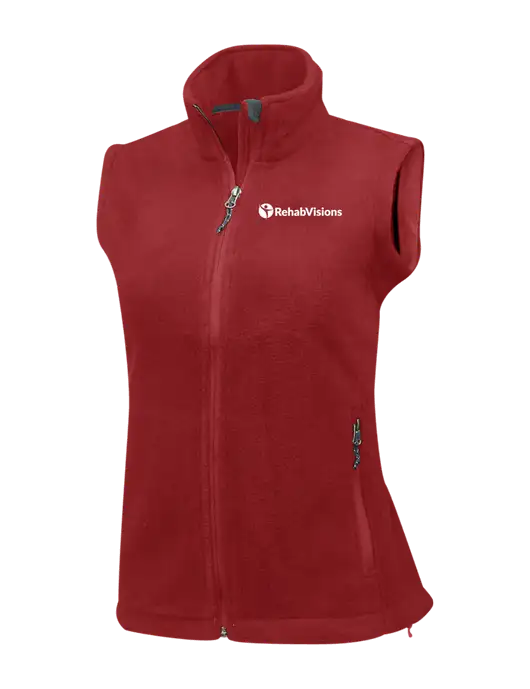 Red Womens Fleece Vest w/RehabVisions POST Logo