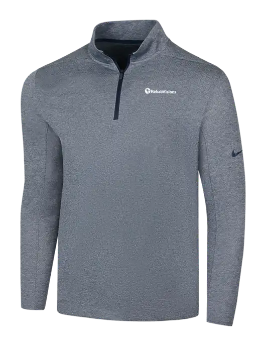 NIKE Navy Heather Dry 1/2 Zip Cover-Up w/RehabVisions POST Logo