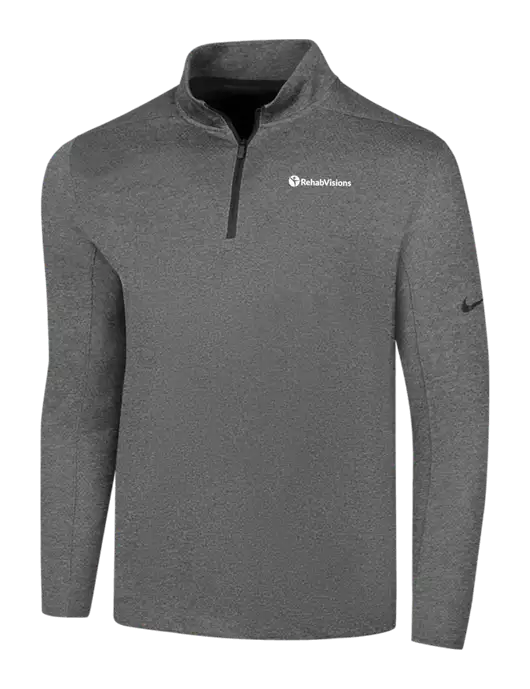 NIKE Dark Grey Heather Dry 1/2 Zip Cover-Up w/RehabVisions POST Logo