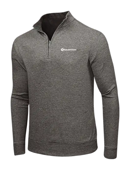 Charcoal Heather/Medium Heather Grey Interlock 1/4 Zip w/RehabVisions POST Logo