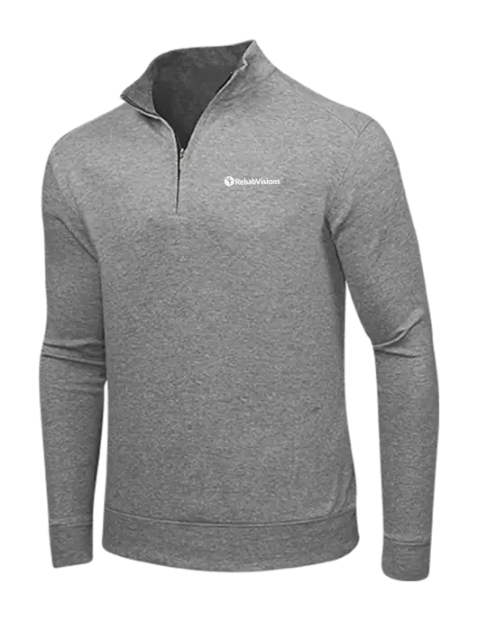 Medium Heather Grey/Charcoal Heather Interlock 1/4 Zip w/RehabVisions POST Logo