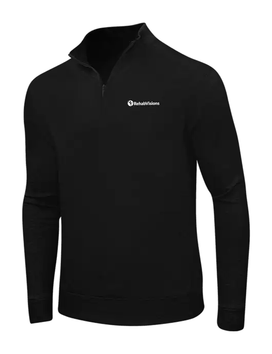 Deep Black/Charcoal Heather Interlock 1/4 Zip w/RehabVisions POST Logo