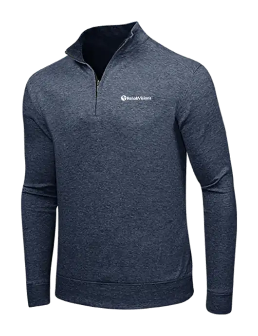Estate Blue Heather/Charcoal Heather Interlock 1/4 Zip w/RehabVisions POST Logo