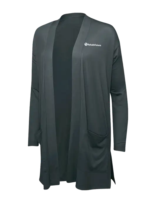 Smoke Grey Womens Concept Long Pocket Cardigan w/RehabVisions POST Logo