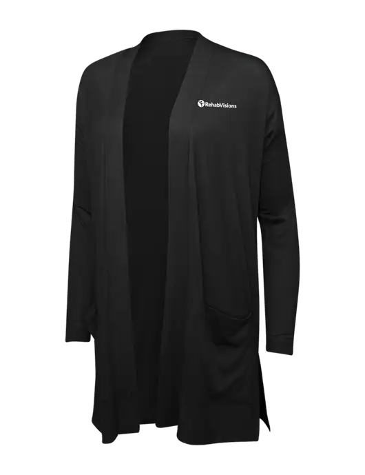 Black Womens Concept Long Pocket Cardigan w/RehabVisions POST Logo