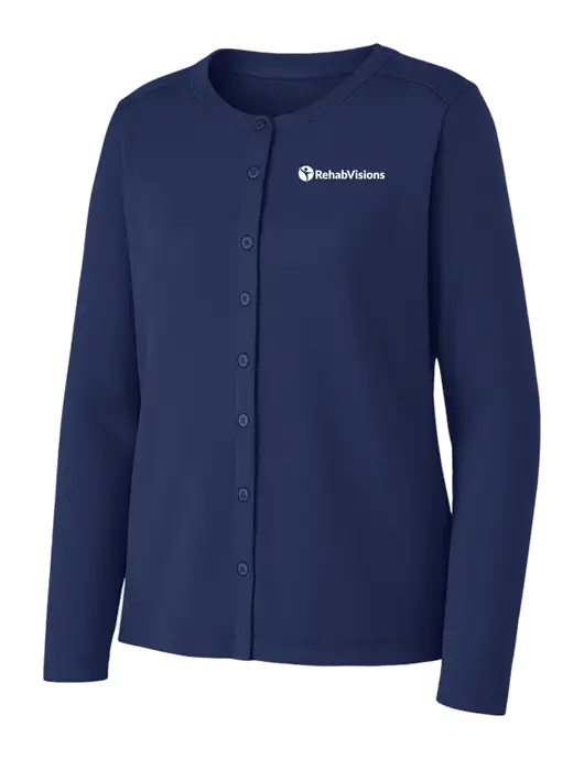 Dress Blue Navy Womens Concept Stretch Button-Front Cardigan Sweater w/RehabVisions POST Logo