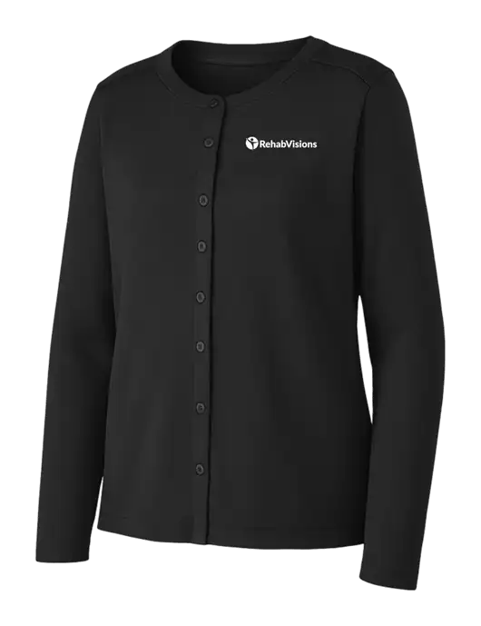 Black Womens Concept Stretch Button-Front Cardigan Sweater w/RehabVisions POST Logo