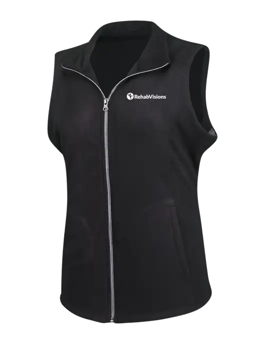 Black Womens Microfleece Vest w/RehabVisions POST Logo