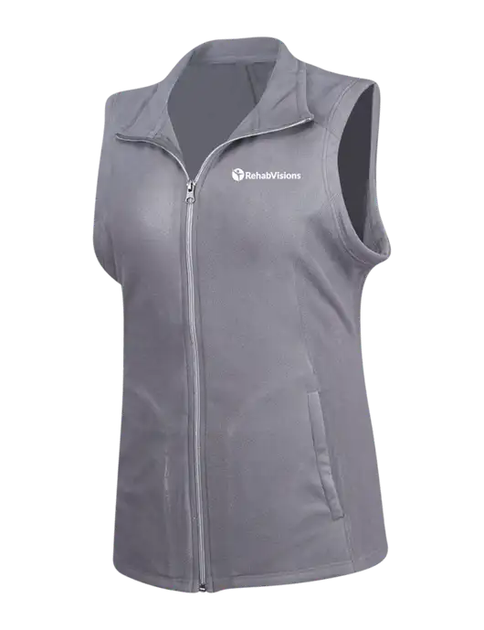 Medium Grey Womens Microfleece Vest w/RehabVisions POST Logo