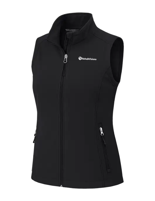 Black Womens Core Soft Shell Vest w/RehabVisions POST Logo